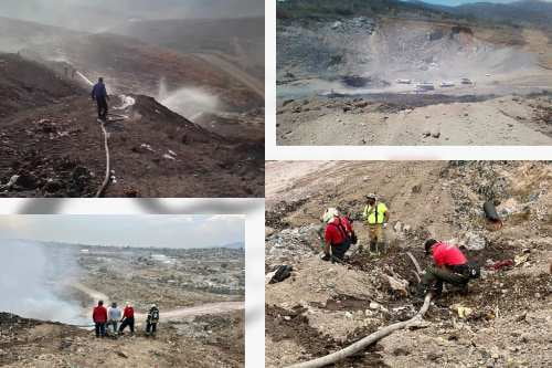 Controlan cuerpos de emergencia del Edomex, incendio en relleno sanitario de Tepotzotlán